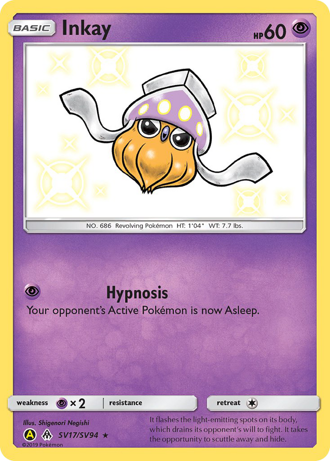 Inkay Rare Shiny (SV17/SV94) Hidden Fates Shiny Vault
