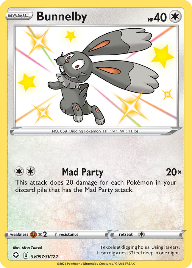 Bunnelby Rare Shiny (SV097/SV122) Shining Fates Shiny Vault