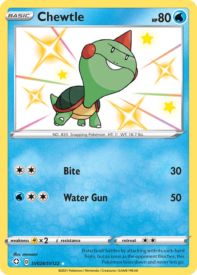 Chewtle Rare Shiny (SV028/SV122) Shining Fates Shiny Vault
