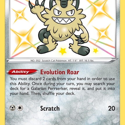 Galarian Meowth Rare Shiny (SV086/SV122) Shining Fates Shiny Vault