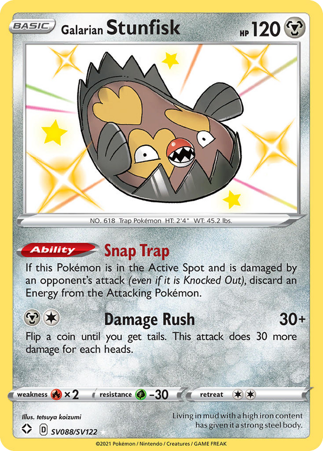Galarian Stunfisk Rare Shiny (SV088/SV122) Shining Fates Shiny Vault