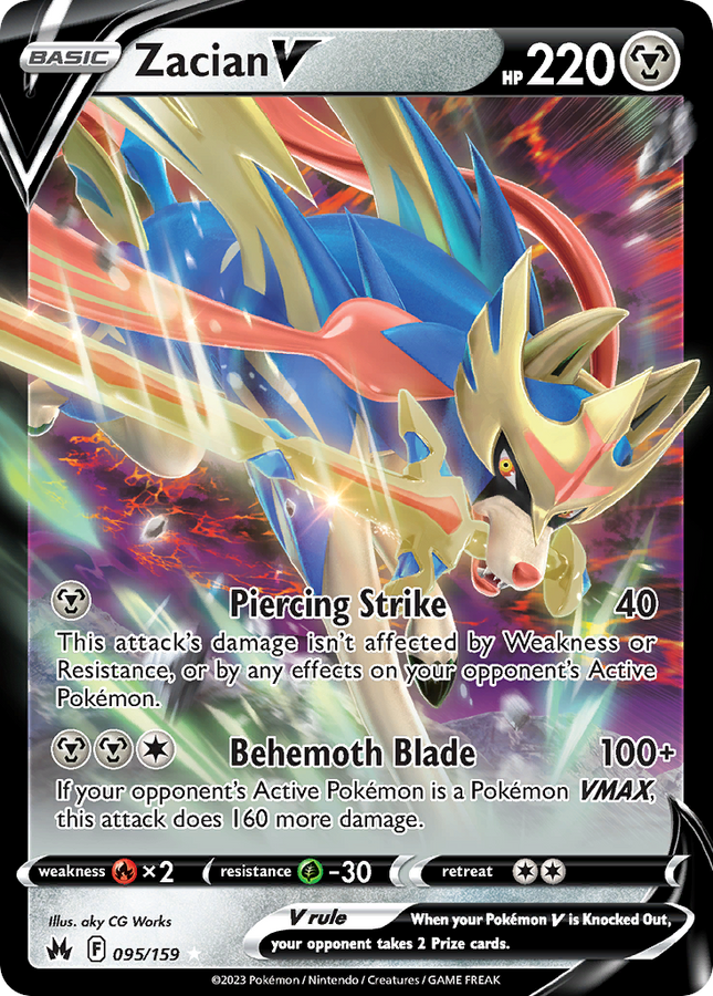 Zacian V Rare Holo V (095/159) Crown Zenith