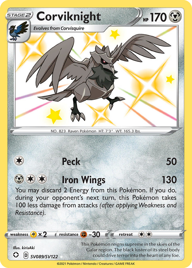 Corviknight Rare Shiny (SV089/SV122) Shining Fates Shiny Vault