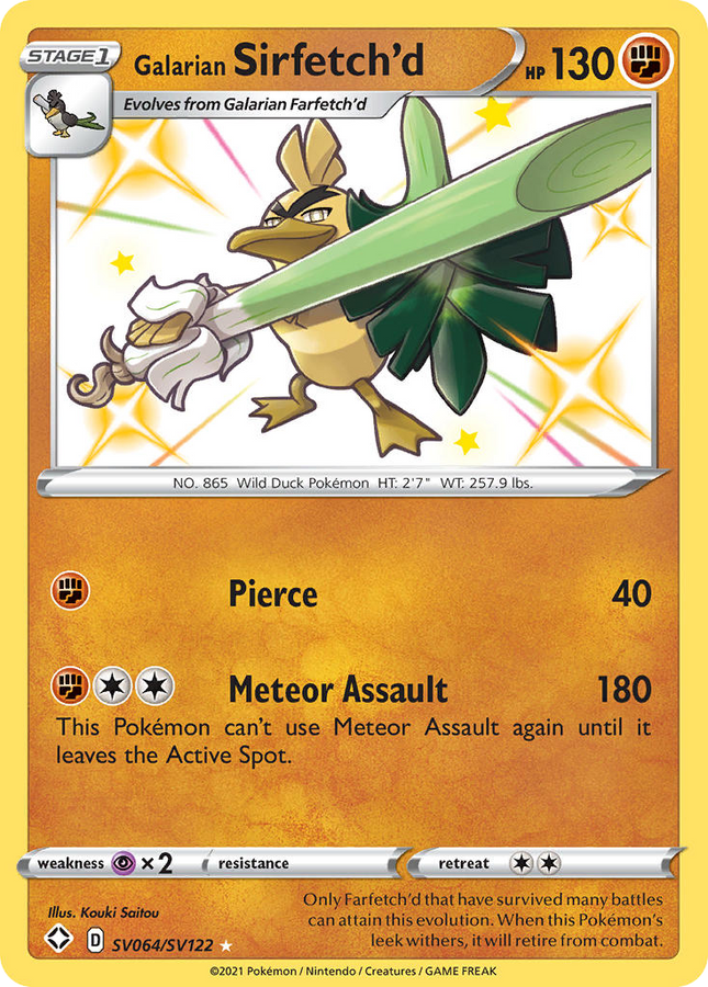 Galarian Sirfetch'd Rare Shiny (SV064/SV122) Shining Fates Shiny Vault