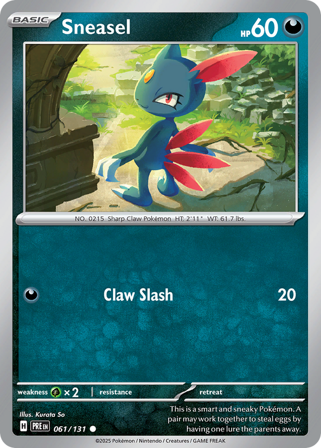 Sneasel Common (061/131) Prismatic Evolutions Poke Ball Reverse Holofoil