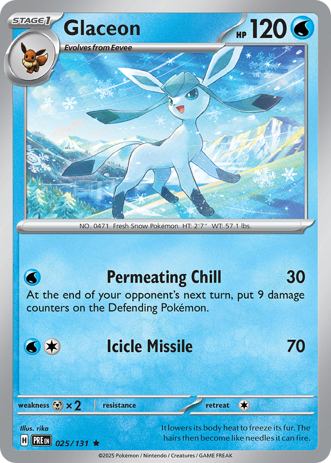 Glaceon Rare (025/131) Prismatic Evolutions Poke Ball Reverse Holofoil