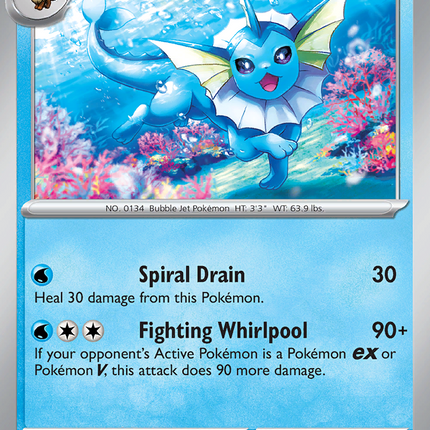 Vaporeon Rare (022/131) Prismatic Evolutions Poke Ball Reverse Holofoil