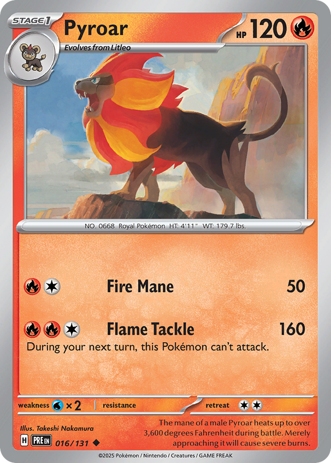 Pyroar Uncommon (016/131) Prismatic Evolutions Master Ball Reverse Holofoil