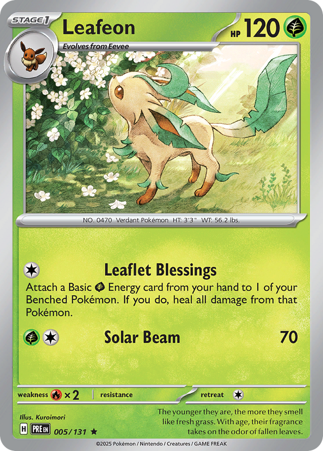 Leafeon Rare (005/131) Prismatic Evolutions Poke Ball Reverse Holofoil