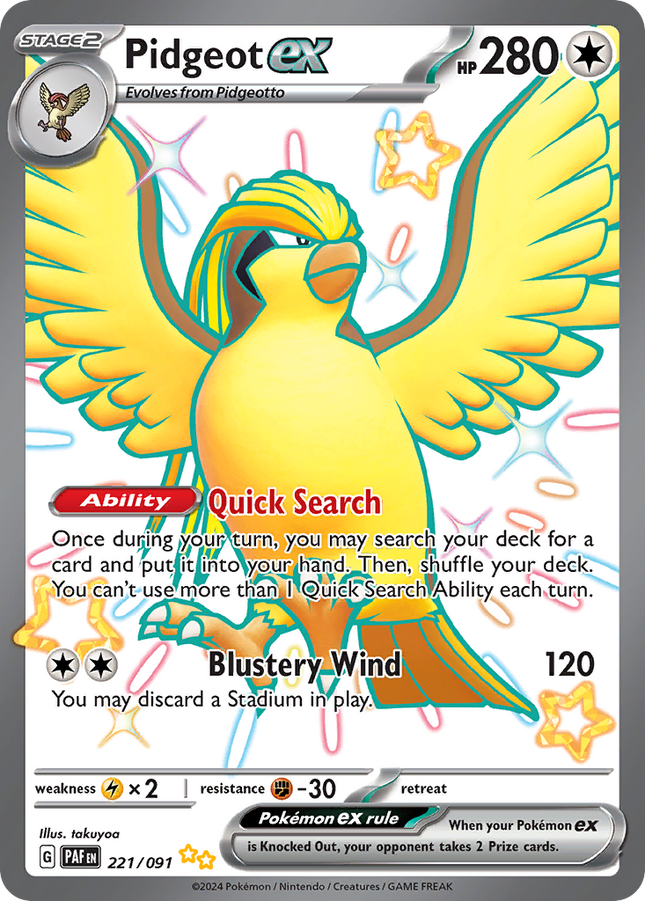 Pidgeot ex Shiny Ultra Rare (221/091) Paldean Fates