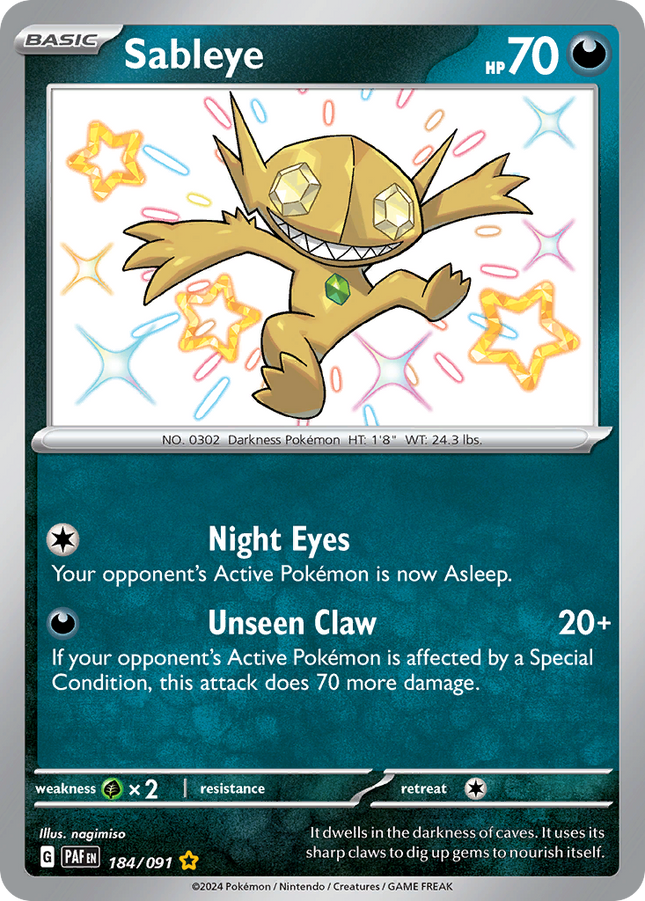 Sableye Shiny Rare (184/091) Paldean Fates