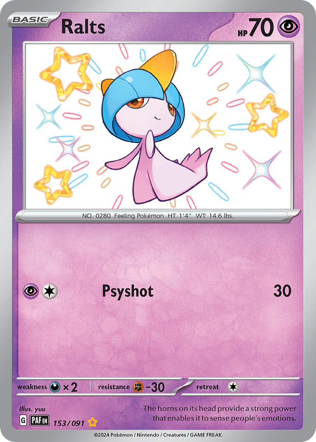Ralts Shiny Rare (153/091) Paldean Fates