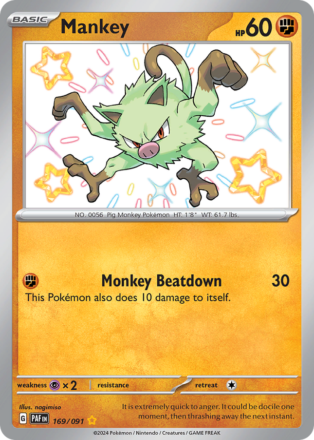 Mankey Shiny Rare (169/091) Paldean Fates