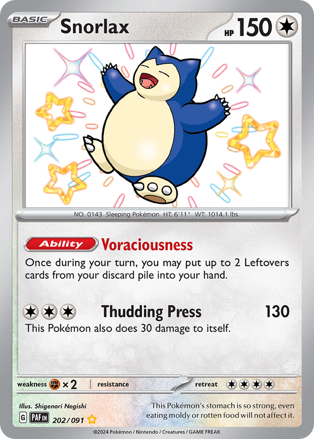 Snorlax Shiny Rare (202/091) Paldean Fates