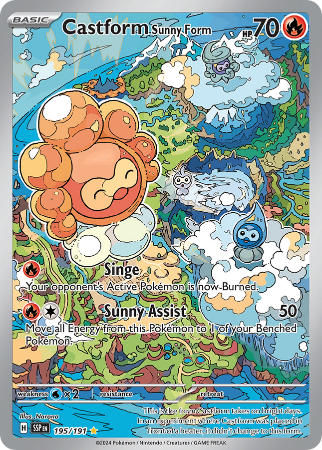 Castform Sunny Form Illustration Rare (195/191) Surging Sparks
