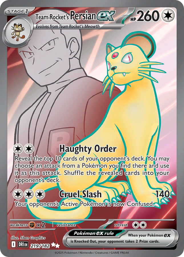 Team Rocket's Persian ex Ultra Rare (219/182) Destined Rivals
