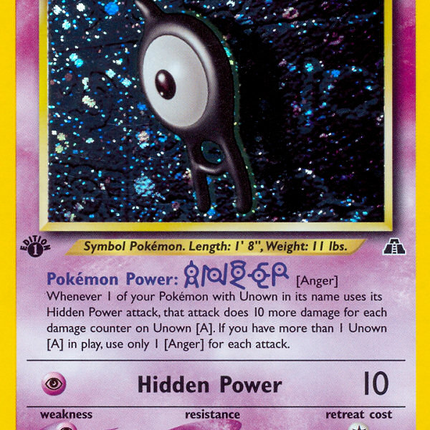 Unown [A] Rare Holo (14/75) Neo Discovery Unlimited Holofoil LP