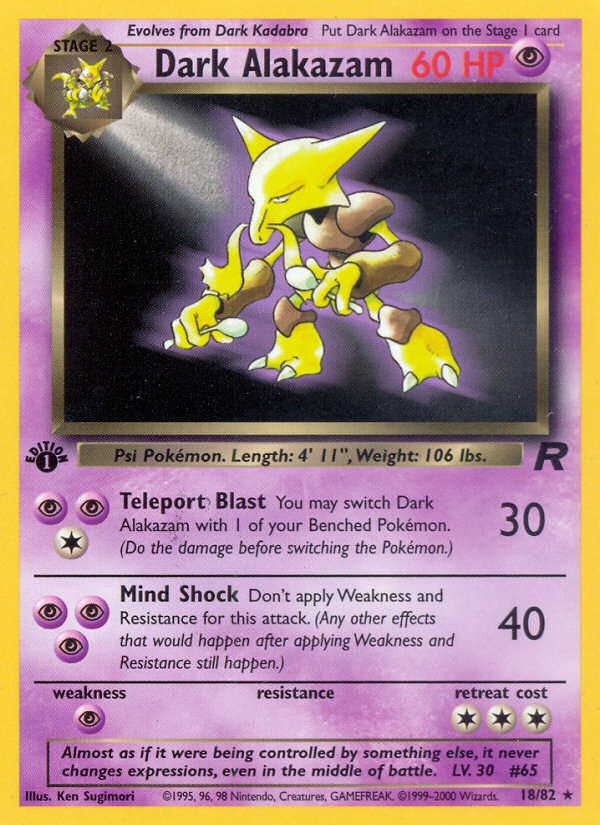 Dark Alakazam Rare (18/82) Team Rocket Unlimited LP