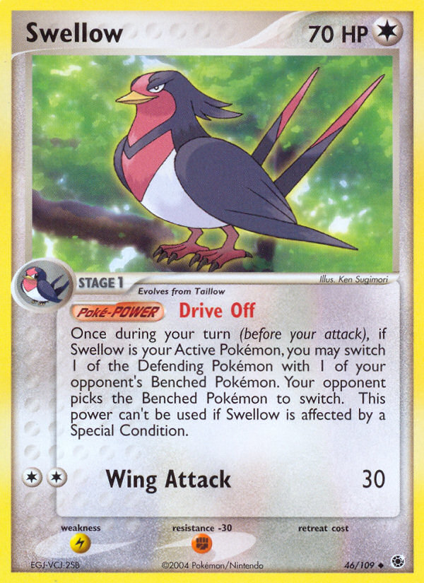 Swellow Uncommon (46/109) Ruby & Sapphire Reverse Holofoil LP
