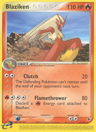 Blaziken Rare (15/109) Ruby & Sapphire Reverse Holofoil LP