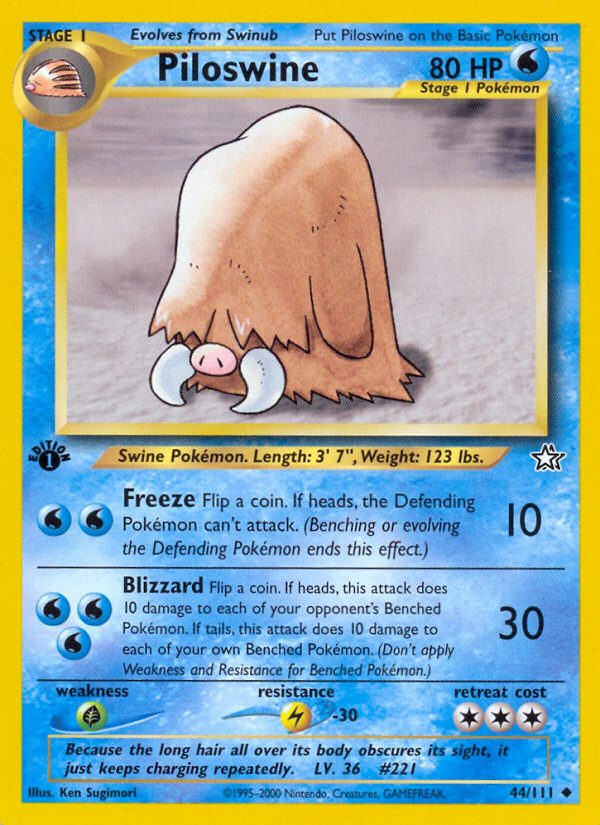 Piloswine Uncommon (44/111) Neo Genesis First Edition LP