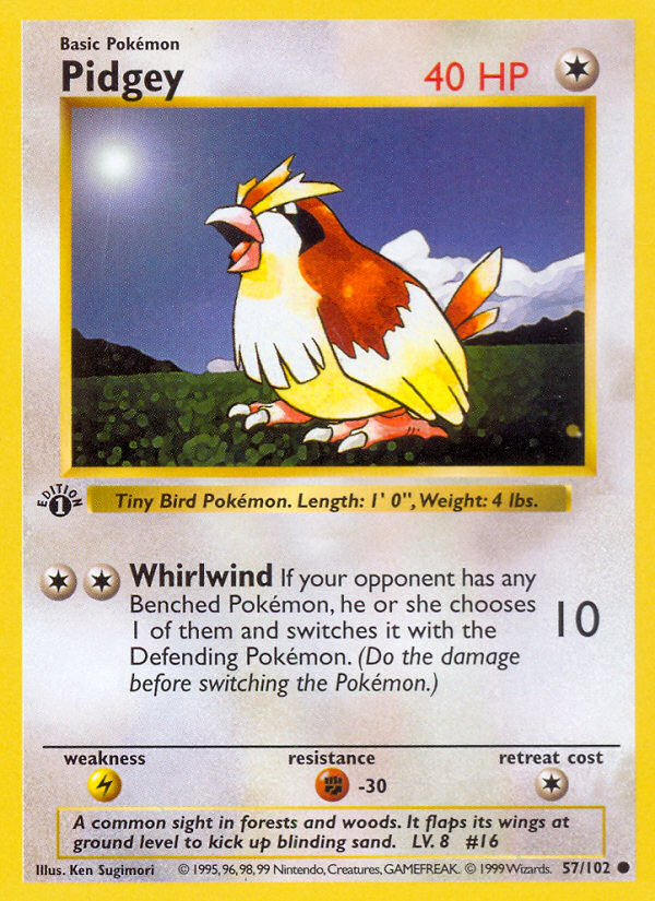 Pidgey Common (57/102) Base (Dutch) First Edition