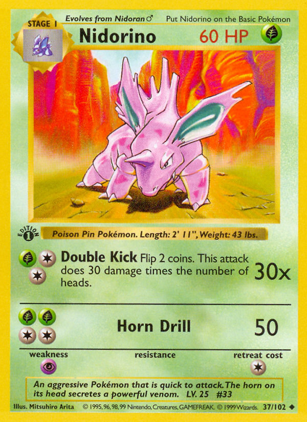 Nidorino Uncommon (37/102) Base (Dutch) First Edition