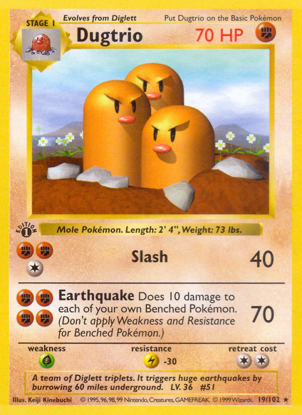 Dugtrio Rare (19/102) Base (Dutch) First Edition