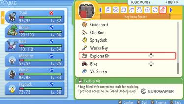 Pokemon BDSP grand underground guide menu