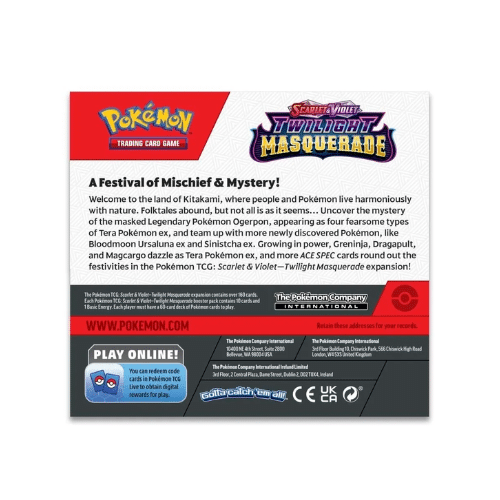 Pokémon TCG: Scharlachrot & Violett - Zwielichtige Maskerade Booster Display Box (36 Packs) Pokémon TCG: Scharlachrot & Violett - Zwielichtige Maskerade Booster Display Box (36 Packs)