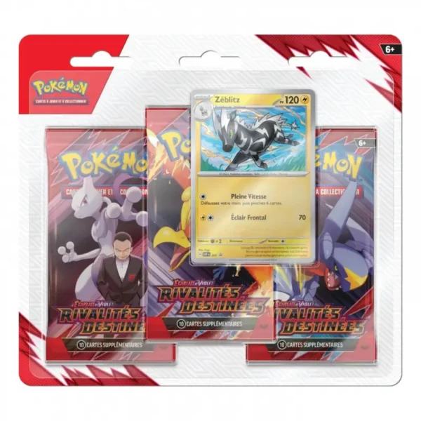 Pokemon JCC Pack Blister 3 Boosters EV10 Rivalités Destinées Kangourex/Zéblitz (1 aléatoire) [FR] - Image 1