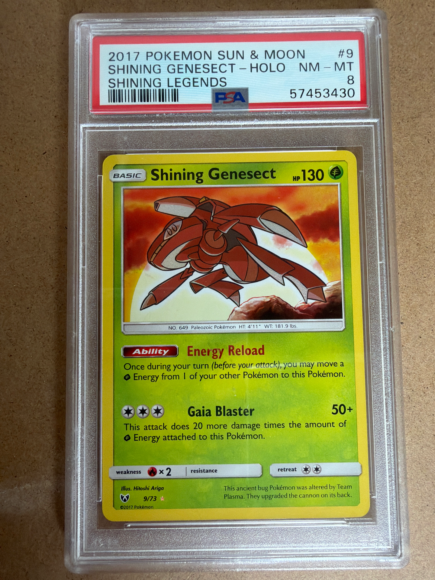 6992-sm9PSA81-Shining-Genesect-Holo-9-73-sm-shining-legends-PSA-8 Shining Genesect Holo (9/73) sm shining legends PSA 8 - Afbeelding 1